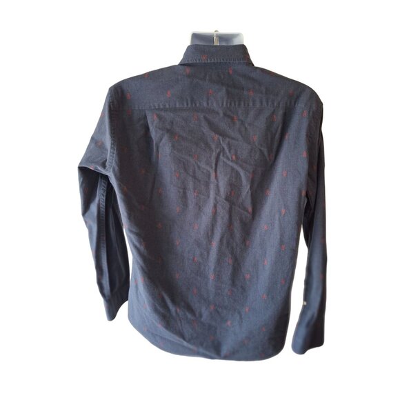 Sonoma Long Sleeve Button-Up Red Lobsters Shirt Men's  Navy With Medium - Picture 2 of 7